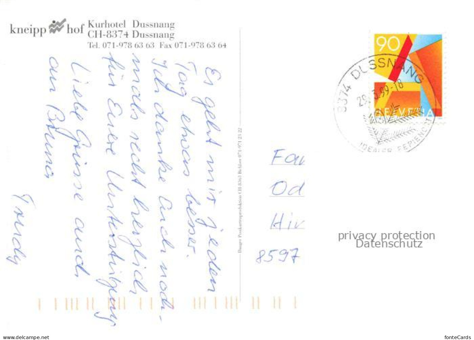 Dussnang Muenchwilen TG Kurhotel Kneipphof Parkanlagen Bergkirche