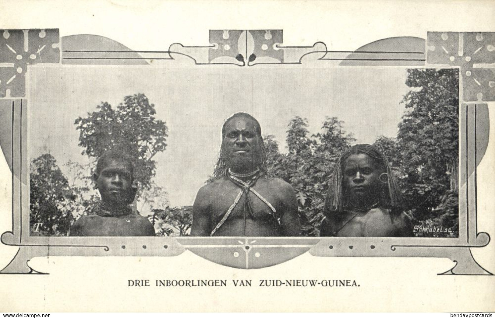 Dutch New Guinea, Three Native Papua Males (1910s) Mission Postcard