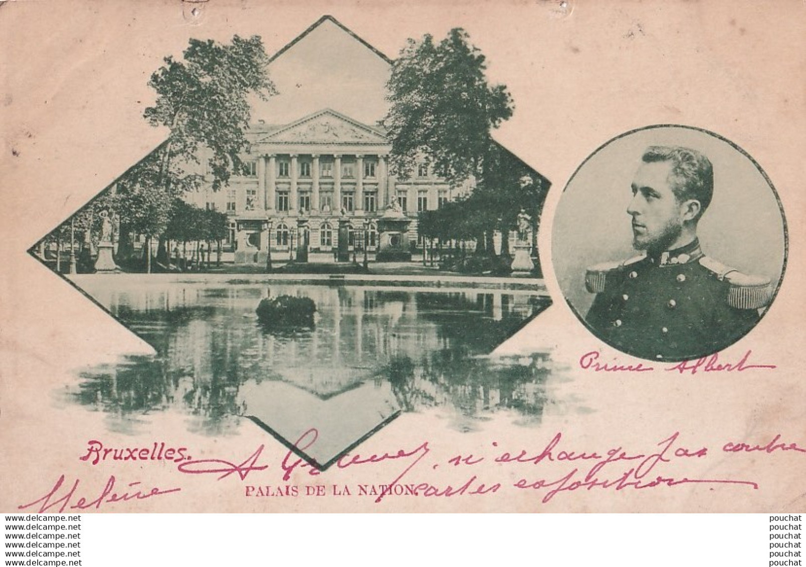 E3- BRUXELLES - PALAIS DE LA NATION - EN MEDAILLON LE PRINCE ALBERT - EN 1 901 - 2 SCANS