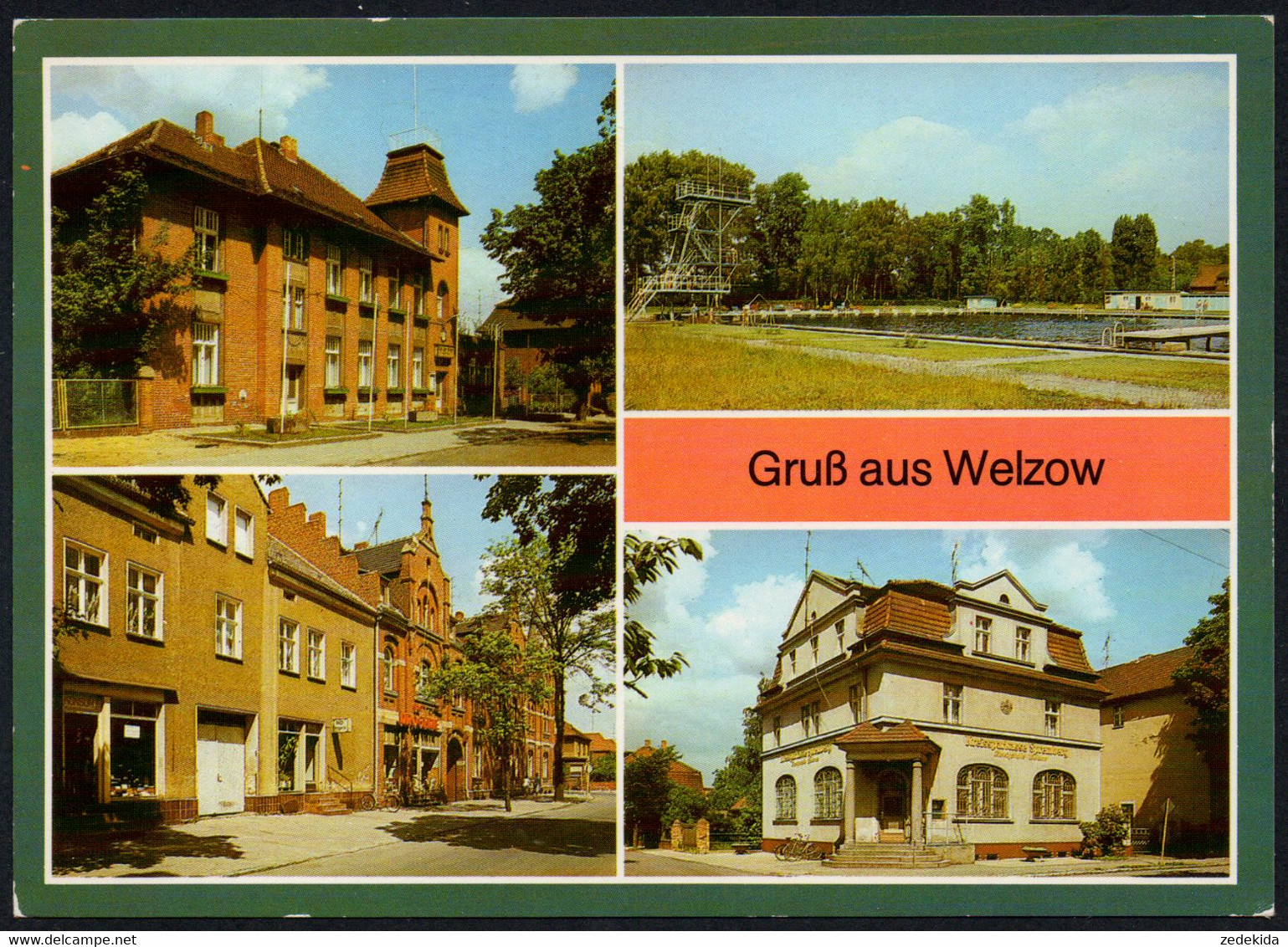 E7883 - Welzow Freibad Sparkasse Rathaus - Bild und Heimat Reichenbach