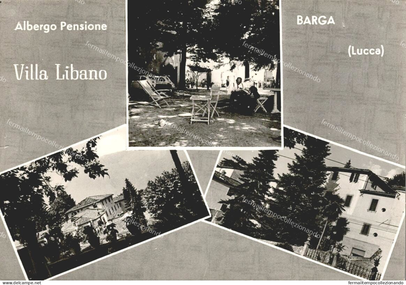 ea497 cartolina barga,villa libano,provincia di lucca