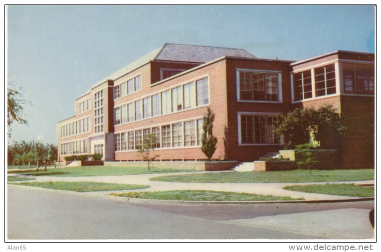East Lansing Michigan, Michigan State College, Physice-Mathematics Building Campus View c1950s Vintage Postcard