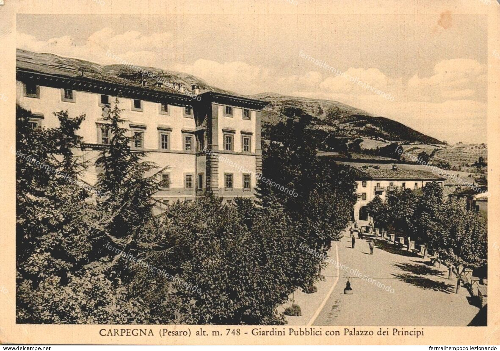 eb20 cartolina carpegna giardini pubblici con palazzo dei principi