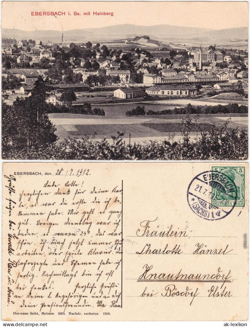 Ebersbach b Löbau Zittau Blick auf Stadt und Fabrik Oberlausitz  1910
