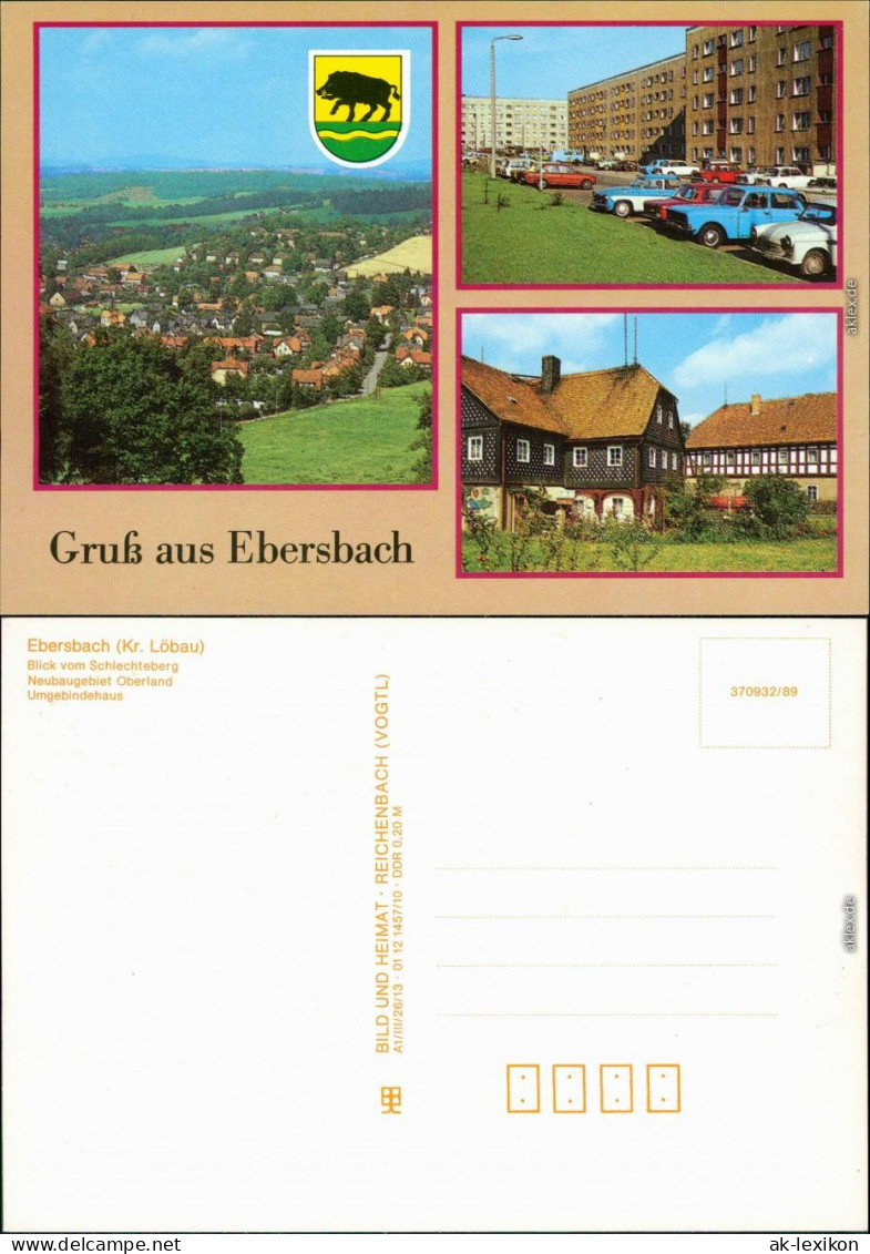 Ebersbach (Löbau/Zittau) Blick vom Schlechteberg, Neubaugebiet   1989