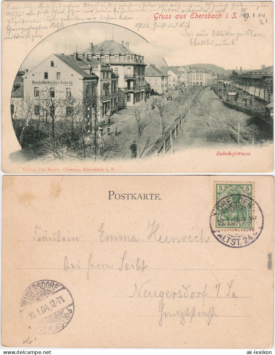 Ebersbach (Löbau Zittau) Oberlausitz  Partie in Bahnhofstraße Geschäfte 1904