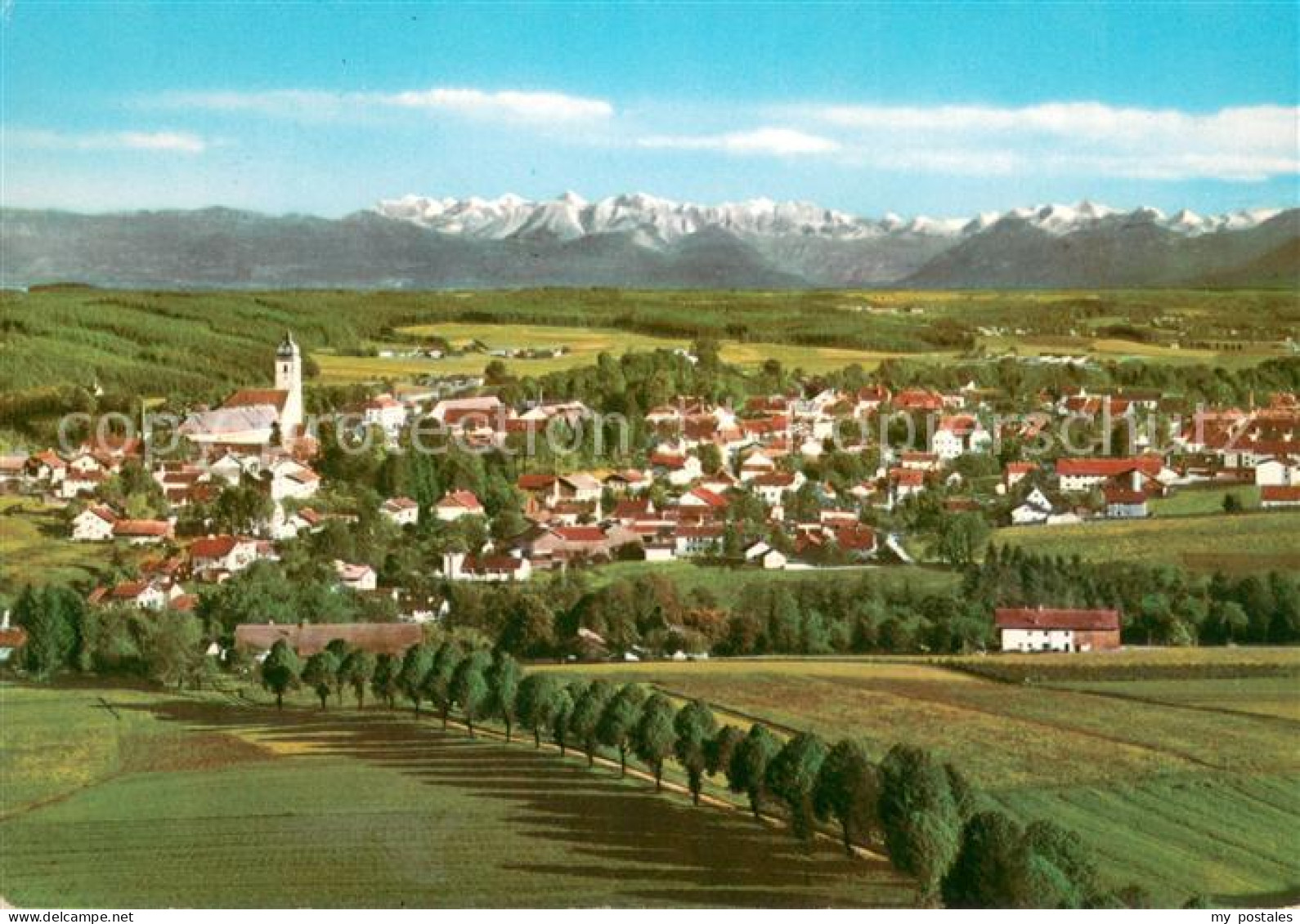 Ebersberg Oberbayern Blick vom Aussichtsturm auf Kaisergebirge und Grossvenedige