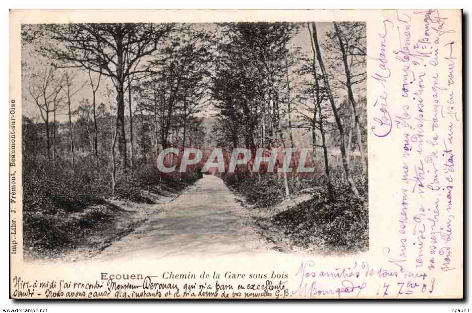 Ecouen - Chemin de la Gare sous bois CPA