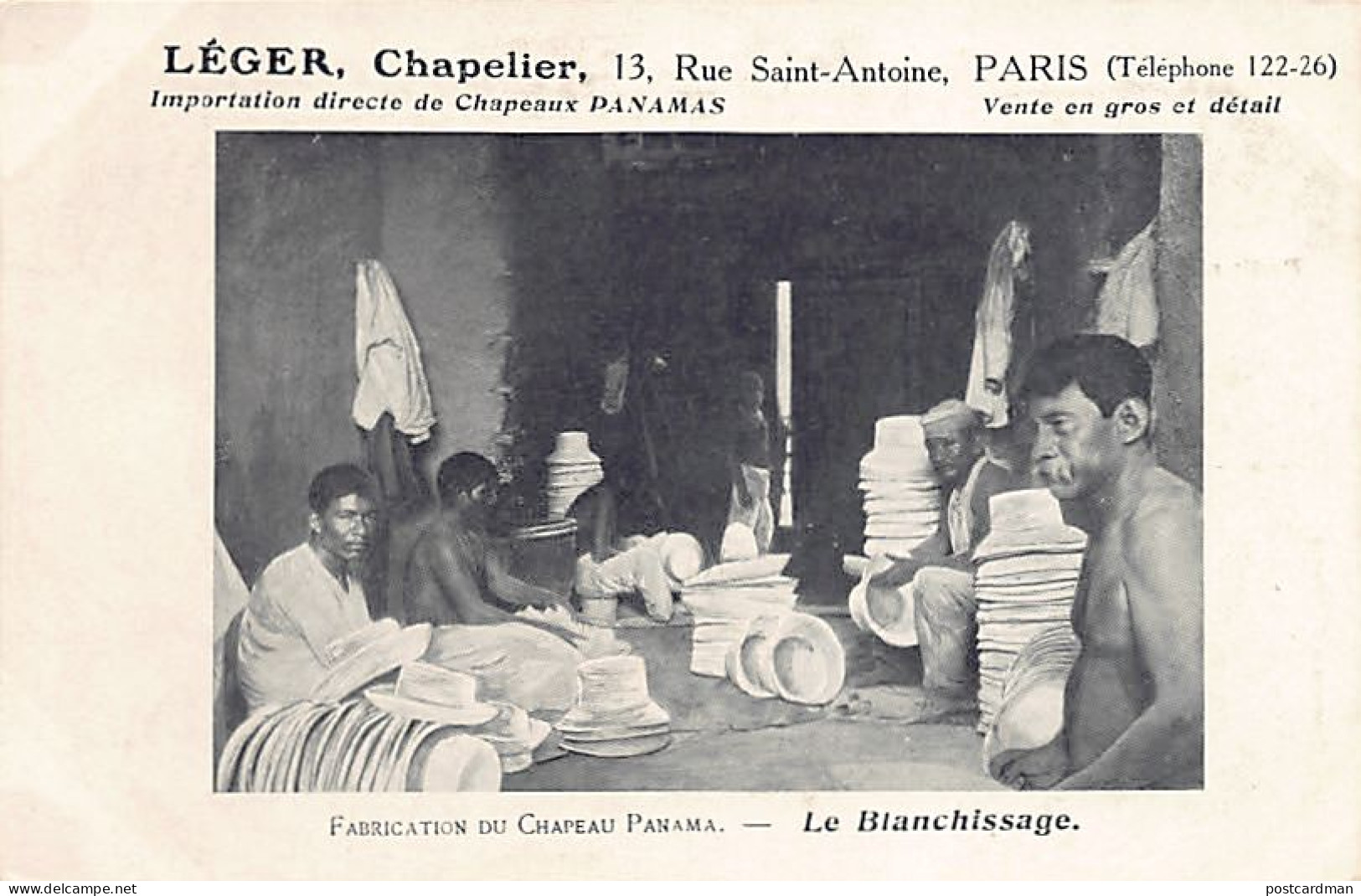 Ecuador - Fabricación de sombreros de paja toquilla - Lavadero - Ed. Léger, sombrerería en París (Francia)