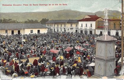 Ecuador Riobamba Plaza Santo Domingo fair vintage postcard