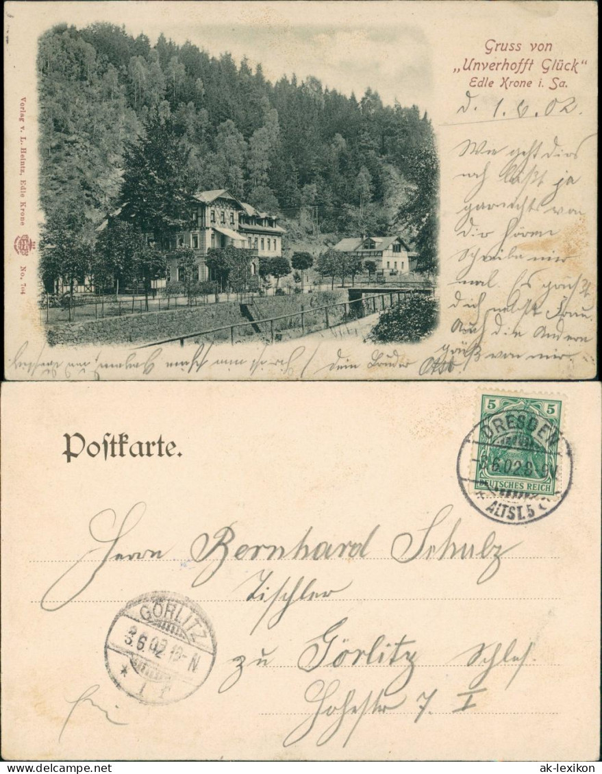 Edle Krone-Klingenberg " Edle Krone i. Sachsen 1902  gelaufen nach Görlitz