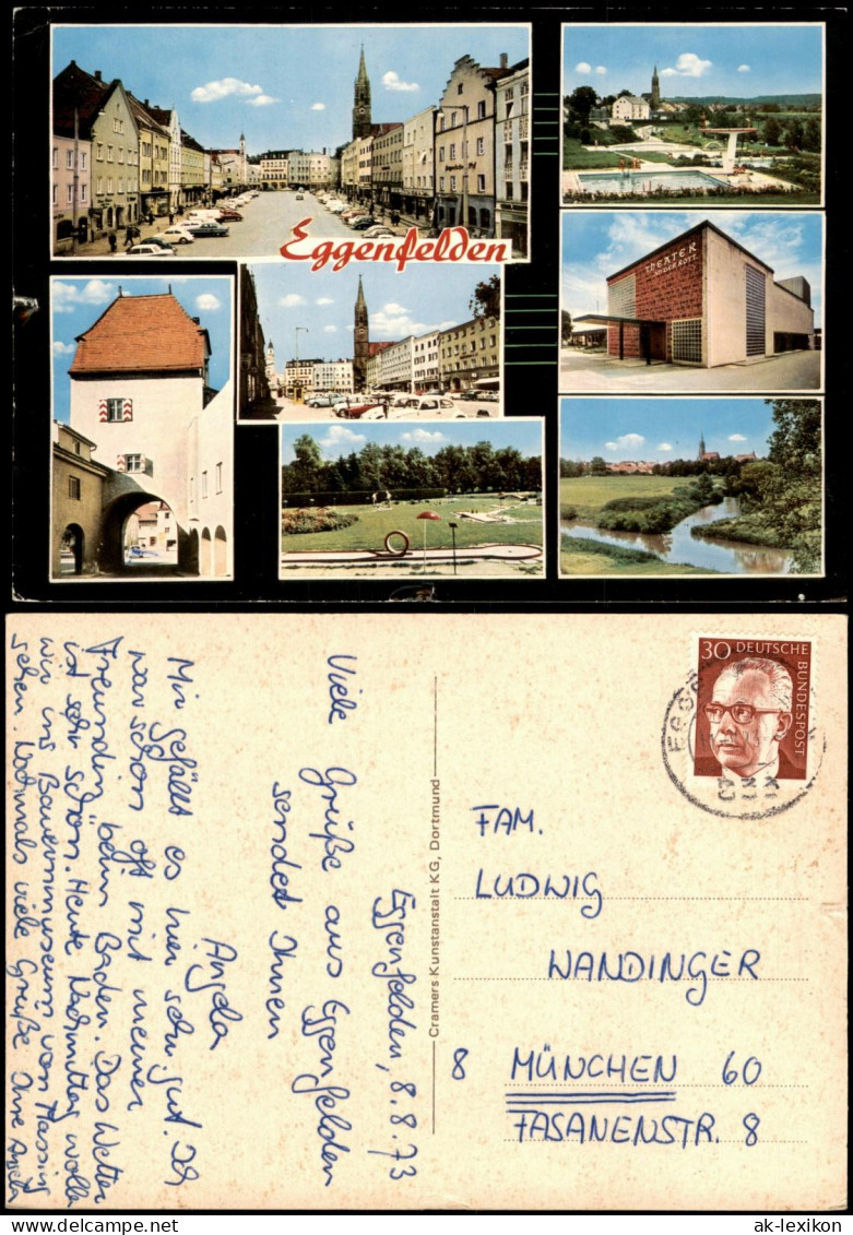 Eggenfelden Mehrbildkarte mit Schwimmbad, Theater, Minigolf-Anlage uvm. 1973