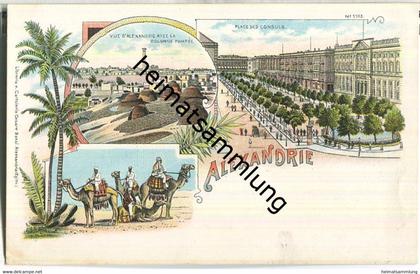 Alexandrie - Colonne Pompee - Place des Consuls - Verlag Cesare Bassi Alessandria ca. 1895