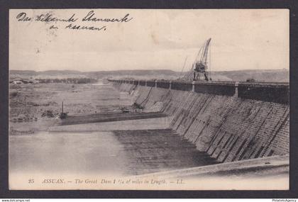 Vintage postcard EGYPT Aswan Great Dam 1923