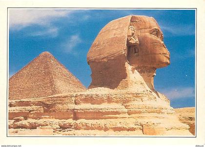 Carte Postale - Egypte - Gizeh - Giza - Lion androcéphale colossal, le sphinx de Gizeh veille sur la Grande pyramide de