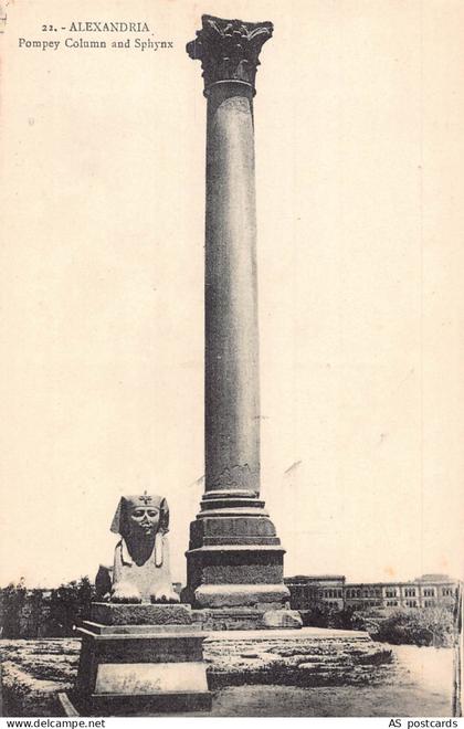 B289 Egypt Alexandria Pompey Column and Sphynx vintage postcard