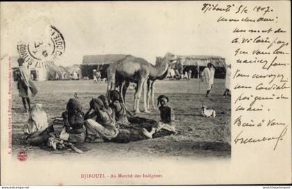 CPA Djibouti Dschibuti, Au Marche des Indigenes
