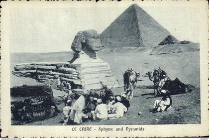 CPA Egypt Egypte Le Caire Sphynx and Pyramids