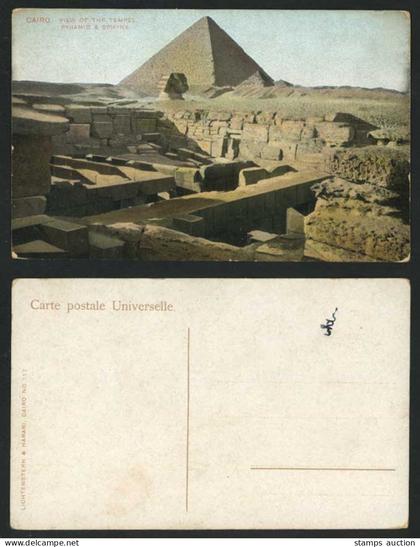 Egypt Old Postcard Cairo The Tempel Temple Pyramid Sphinx Sphynx Desert Le Caire