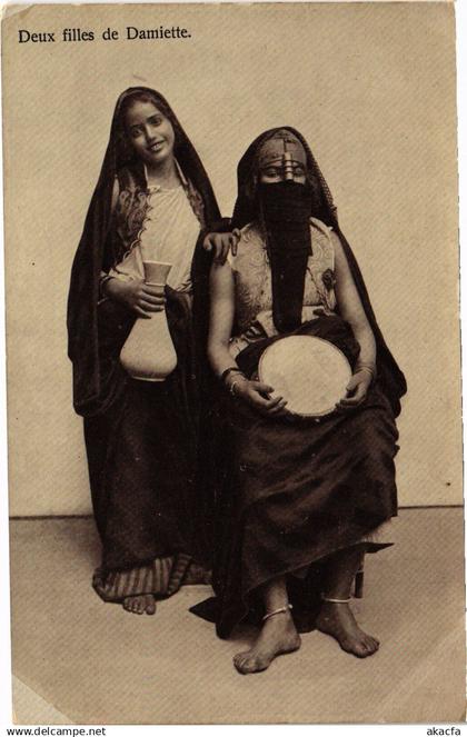 PC DEUX FILLES DE DAMIETTE ETHNIC TYPES EGYPT (a28958)