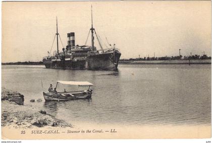 Egypte - Suez - Suez canal - Steamer in the Canal - Canal de Suez - Navire dans le canal - Carte Postale vierge