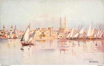 A763 Egypt Damietta Art by Ella du Cane Sailing Boat vintage postcard