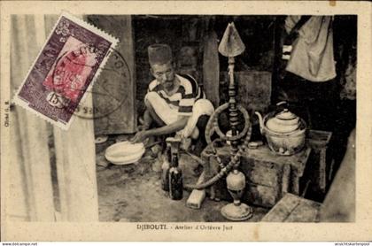 CPA Djibouti Dschibuti, Atelier d'Orfèvre juid, Jüdischer Goldschmied
