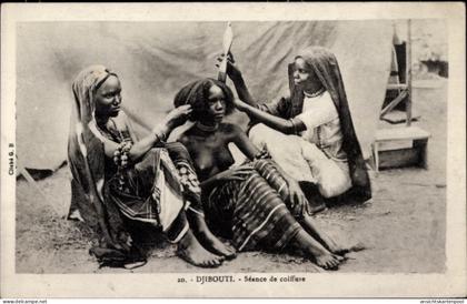 CPA Djibouti Dschibuti, Seance de coiffure