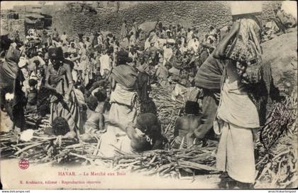 CPA Harar Äthiopien, Le Marché aux Bois, Holzmarkt
