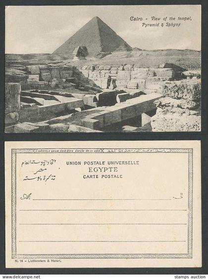 Egypt Old Postcard Cairo, Tempel Temple Pyramid Sphinx Sphynx Desert Sand Dunes