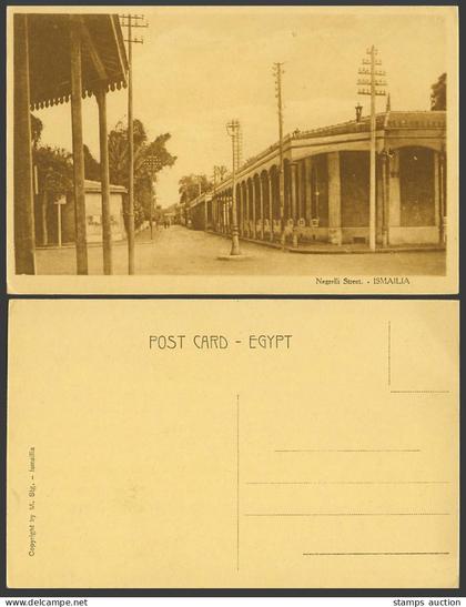 Egypt Old Postcard Ismailia, Rue Negrelli Street Scene, M. Stg. Ismailia