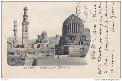 Egypte - Le Caire Cairo - Précurseur Tombeaux des Mameluks  - Postmarked Cairo Fayoum 1908