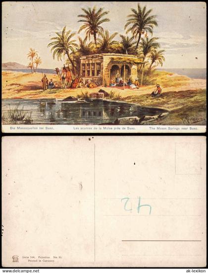 Suez السويس‎ as-Suways Palästina Die Mosesquellen bei Suez. Künstlerkarte 1911