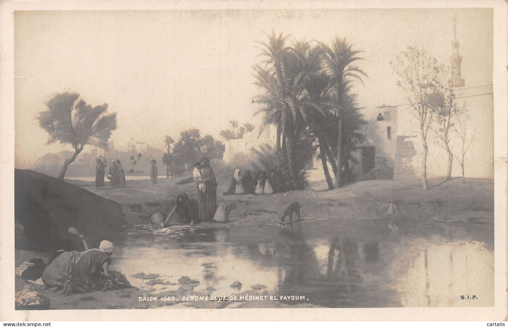 EGY-PEINTURE DE JEAN LEON GEROME VUE DE MEDINET EL FAYOUM-N°4176-C/0163