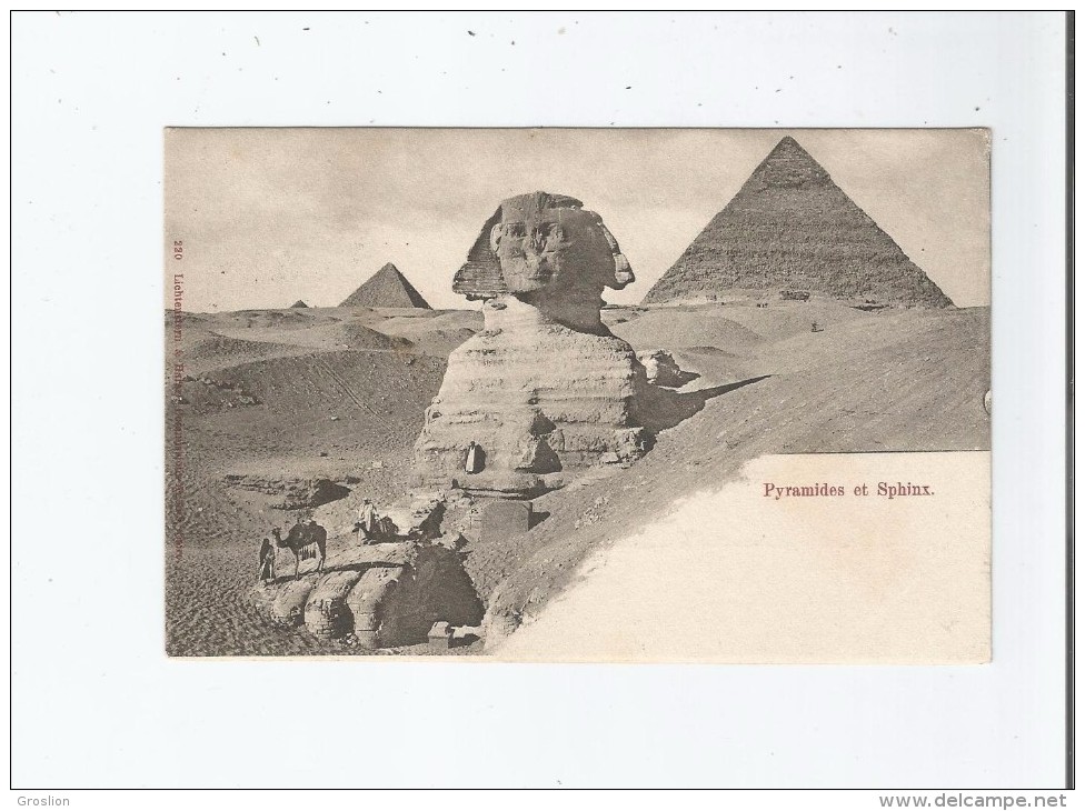 EGYPT 220 PYRAMIDES ET SPHINX 1902 (CORRESPONDANCE CARTE ET TIMBRE PYRAMIDES ET SPHINX)