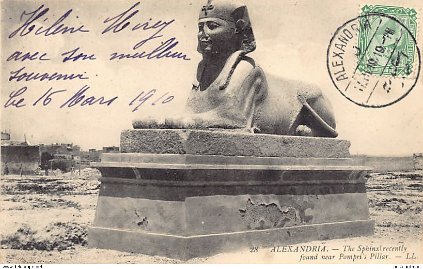 Egypt - ALEXANDRIA - The Sphynx recently found near Pompey's Pillar - Publ. Levy L.L. 28