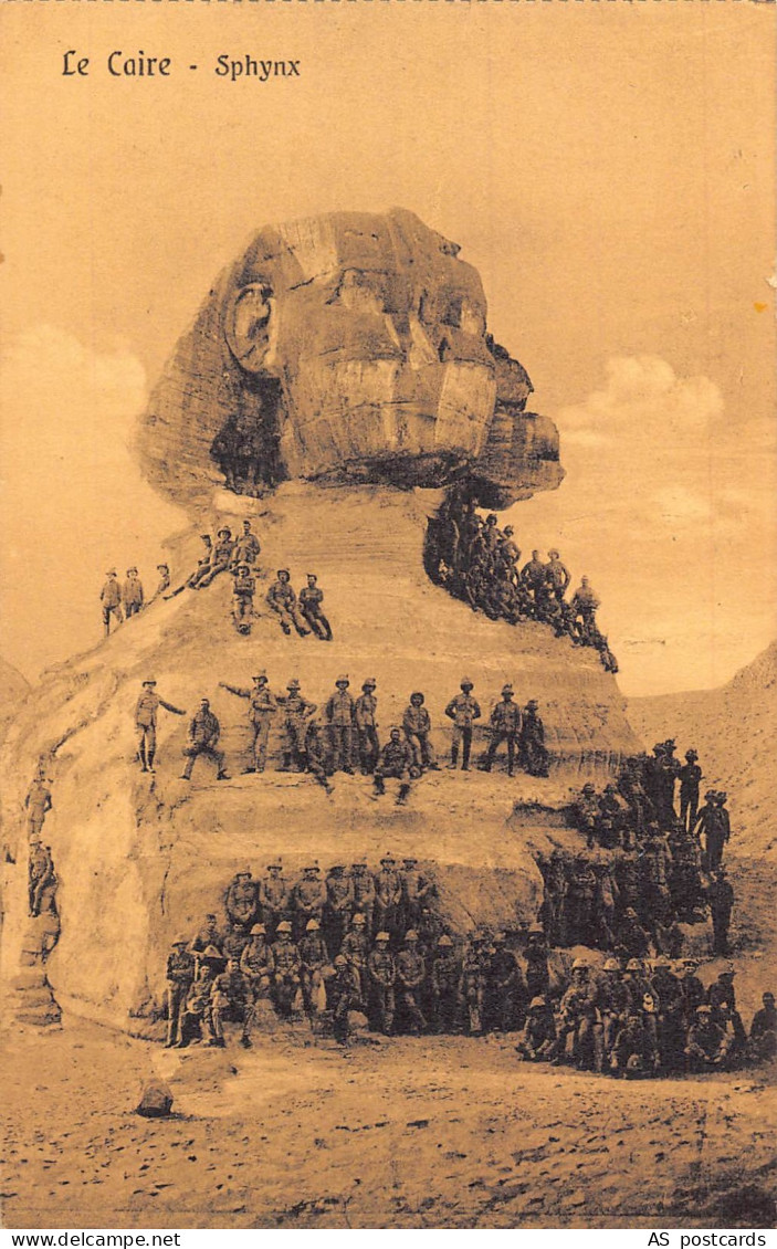 Egypt Cairo Sphynx Military Soldiers Group vintage postcard B941