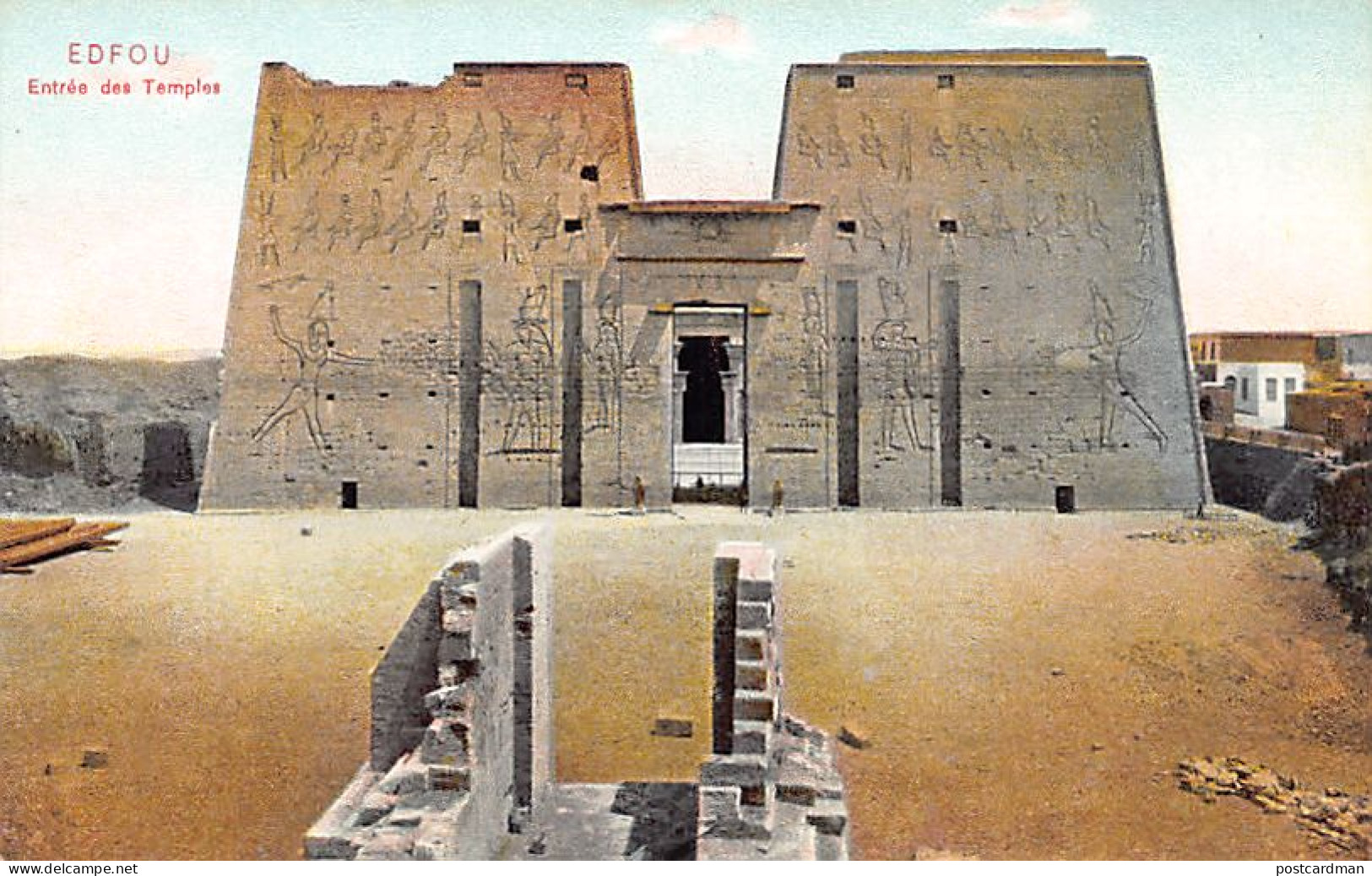 Egypt - EDFOU - Entrance of the temple - Publ. Dr. Trenkler Co. Edf 1
