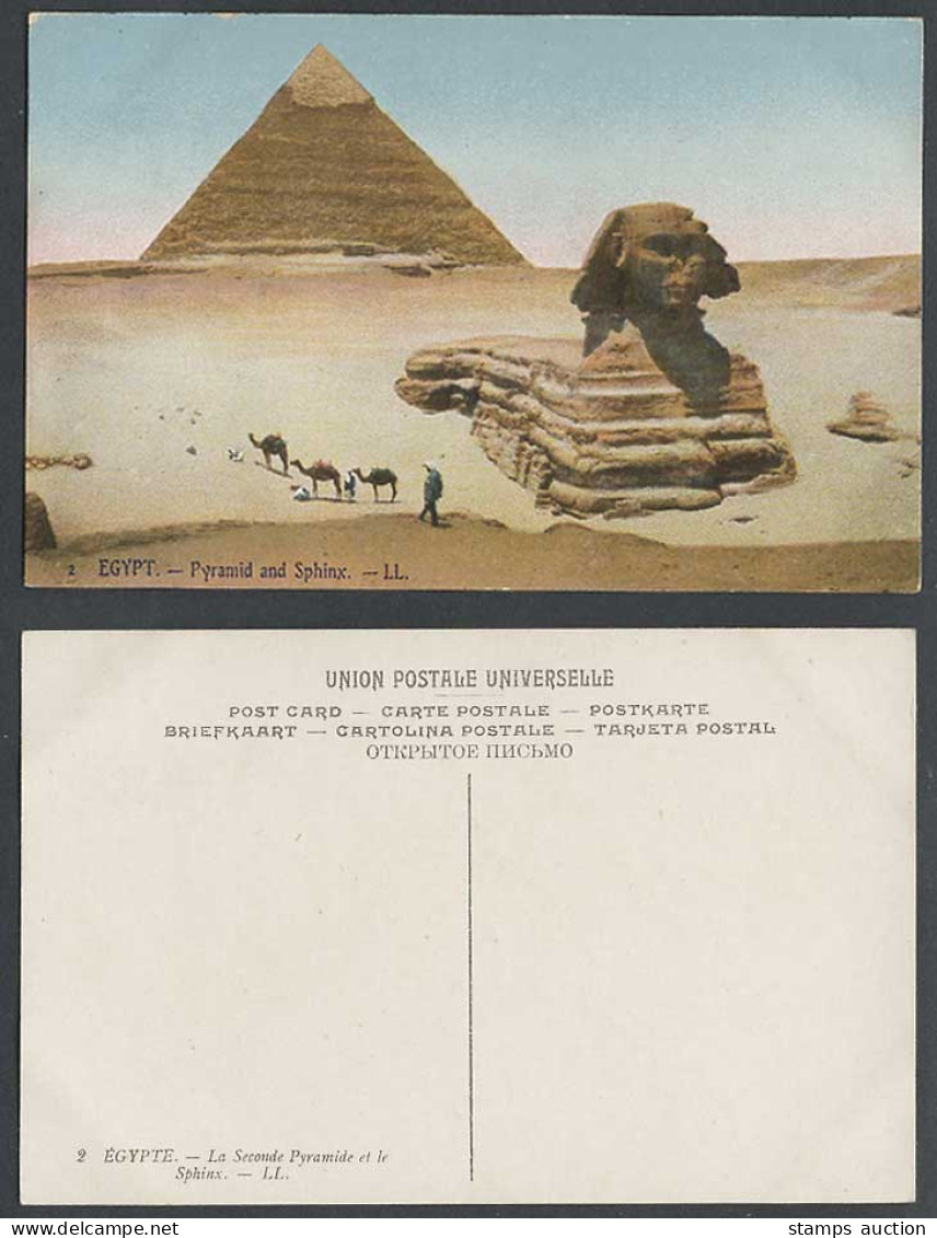 Egypt Old Colour Postcard 2nd Pyramid Sphinx Camels Seconde Pyramide Sphinx LL 2