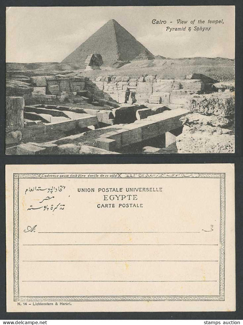 Egypt Old Postcard Cairo, Tempel Temple Pyramid Sphinx Sphynx Desert Sand Dunes