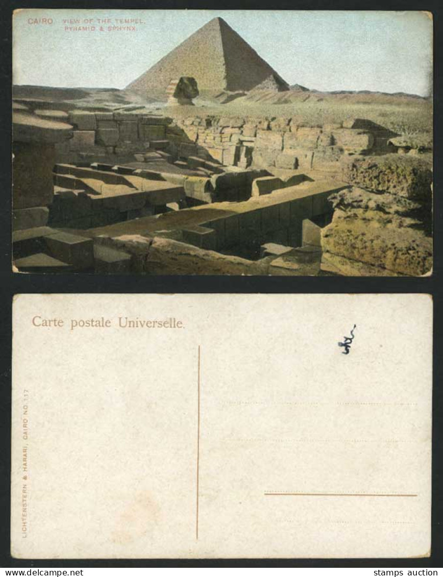 Egypt Old Postcard Cairo The Tempel Temple Pyramid Sphinx Sphynx Desert Le Caire