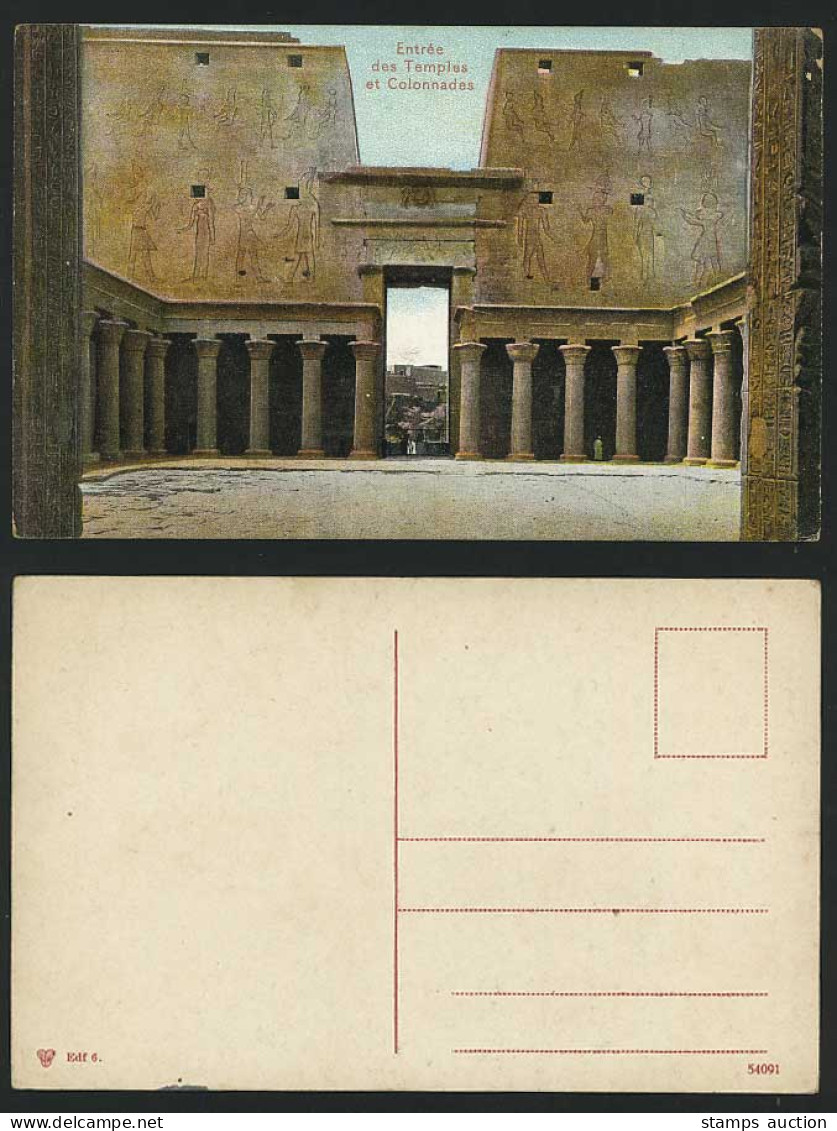 Egypt Old Postcard Edfu Edfou Entree Temples Colonnades