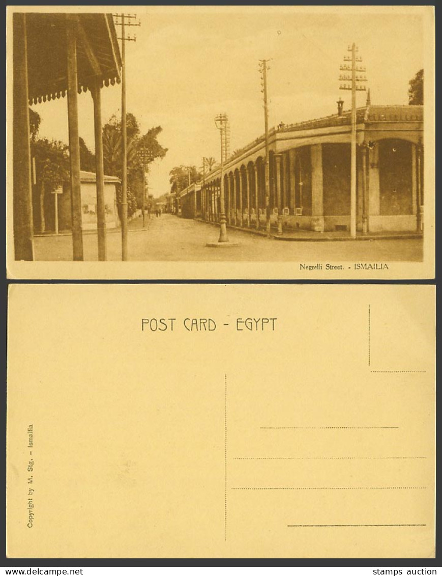 Egypt Old Postcard Ismailia, Rue Negrelli Street Scene, M. Stg. Ismailia