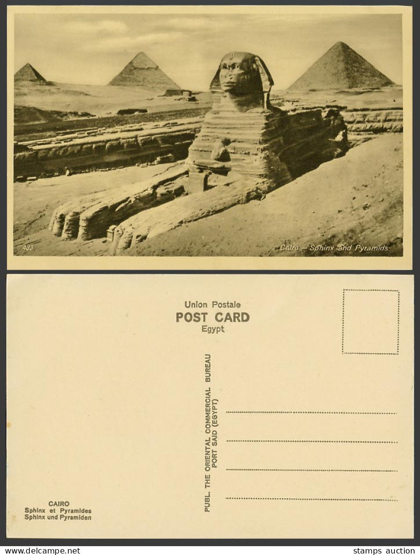 Egypt Old Postcard Le Caire Cairo Sphinx and Pyramids Pyramides Pyramiden No.433