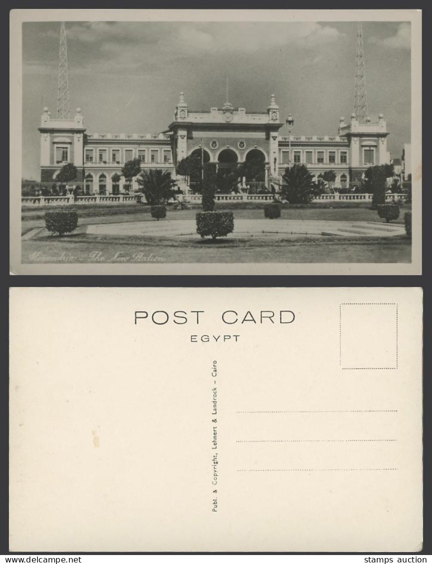 Egypt Old Real Photo Postcard Alexandria, The New Station, Railway Train Station