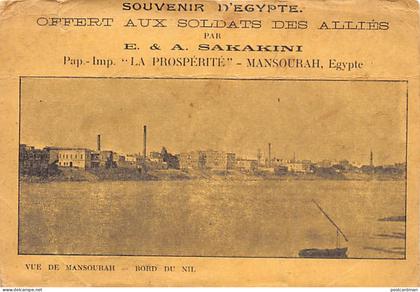 Egypt - MANSOURA - Panorama - Postcard offered to Allied soldiers by E. & A. Sakarini, owners of the La Prosperité stati