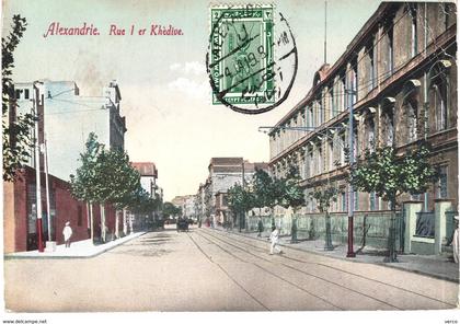 Carte  postale ancienne de ALEXANDRIE - Rue 1er Khédive