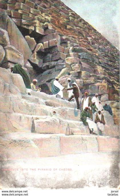 POSTAL   GUIZA  -EGIPTO  - ENTRANCE INTO THE PYRAMID OF CHEOBS (ENTRADA A  LA PIRAMIDE DE CHEOPS)