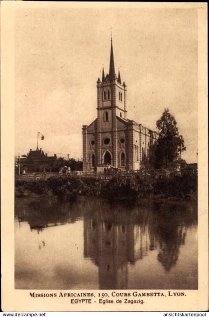 CPA Zagazig Ägypten, Eglise, Missions Africaines Lyon
