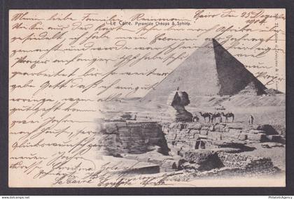 Vintage postcard EGYPT Cairo Sphinx and Great Pyramid